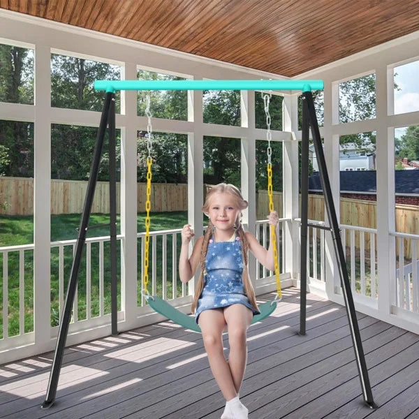 Nicetub Porch Swing Frame, 550lbs Weight Capacity Swing Stand, Heavy Duty A-Frame Swing with Full Steel Stand, Porch Swing Frame for Porch(Cyan, Swing NOT Included)