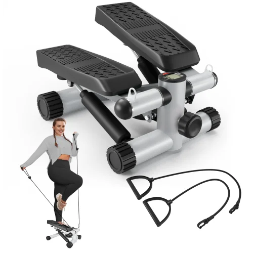 Nicetub Steppers for Exercise, Stair Stepper with Resistance Bands, Mini Stepper with 330LBS Loading Capacity, Hydraulic Fitness Stepper with LCD Monitor, No Assembly Required