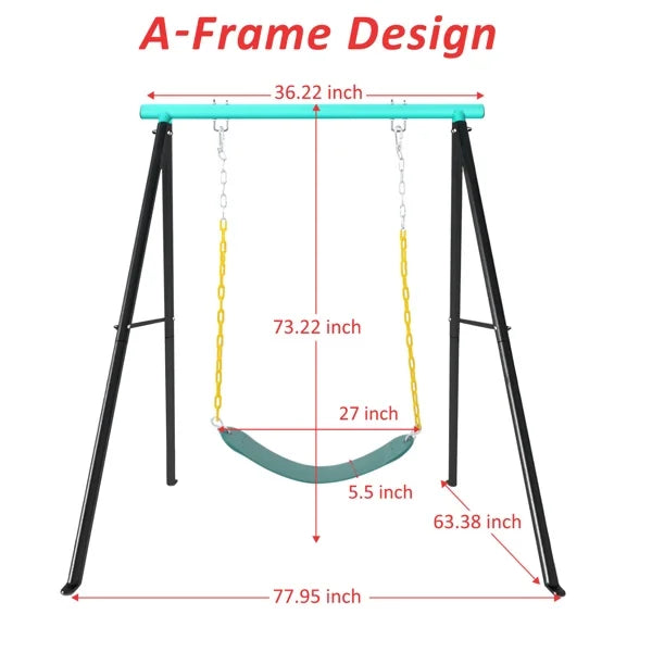 Nicetub Porch Swing Frame, 550lbs Weight Capacity Swing Stand, Heavy Duty A-Frame Swing with Full Steel Stand, Porch Swing Frame for Porch(Cyan, Swing NOT Included)